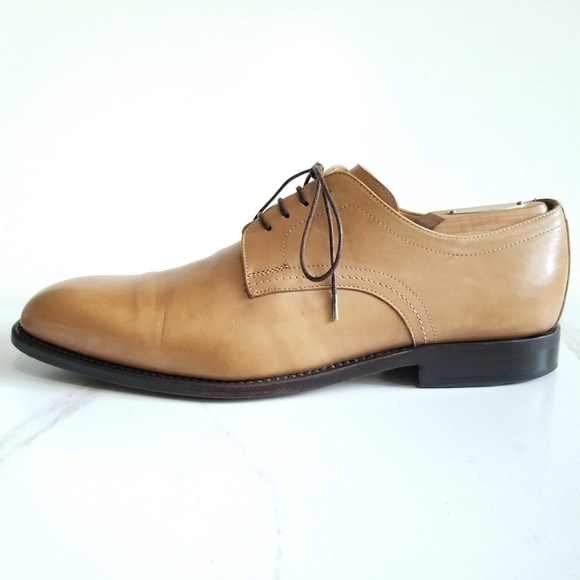 Jenny B. Shoes Jenny B Mens Bluchers Derby Tan Leather Hand Made In Italy Oxford Dress Shoes